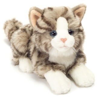 906919 Hermann Teddy Collection knuffel kat liggend grijs