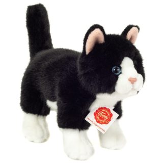 918202 Hermann Teddy Collection knuffel kat staand zwart wit