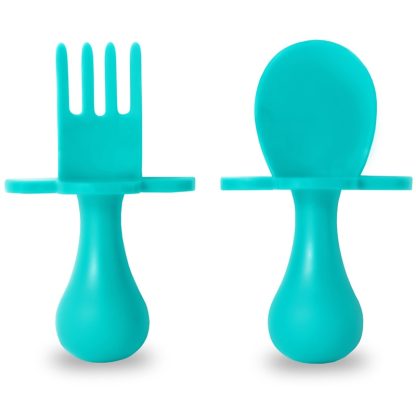 Grabease eerste besteksetje vork en lepel teal