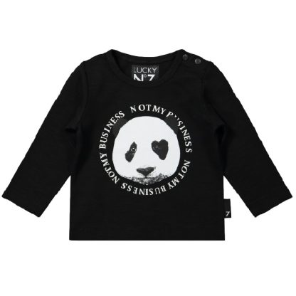 Lucky no.7 longsleeve panda zwart