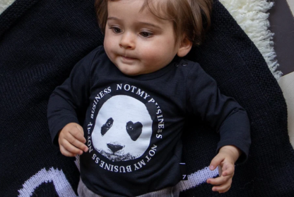 Lucky no.7 longsleeve panda zwart - Afbeelding 2