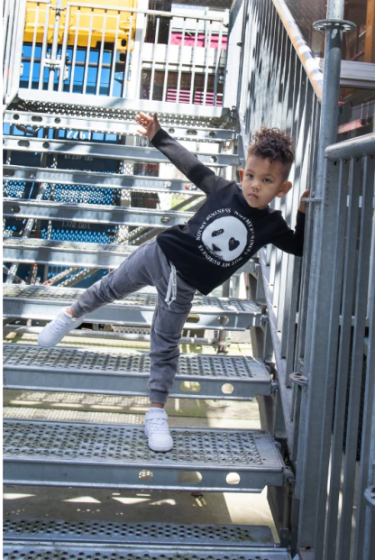 Lucky no.7 longsleeve panda zwart - Afbeelding 3