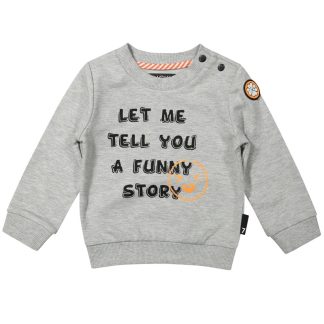 Lucky no.7 sweater funny story grijs