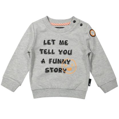 Lucky no.7 sweater funny story grijs