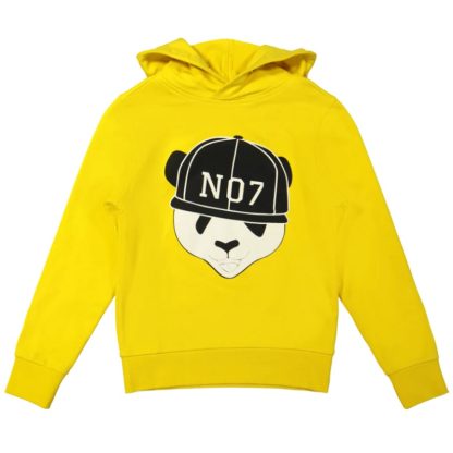 Lucky no.7 hoodie panda geel