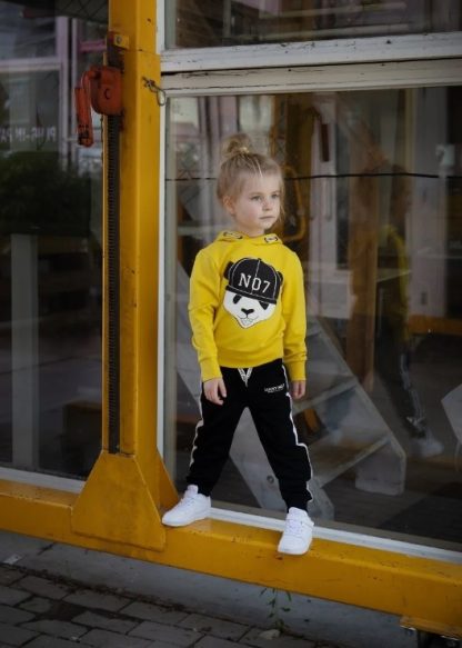 Lucky no.7 hoodie panda geel - Afbeelding 2