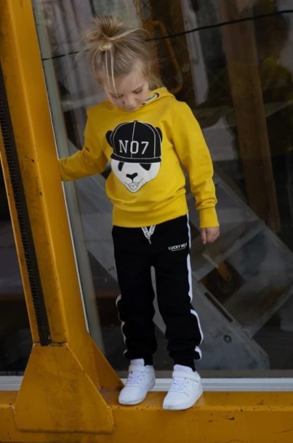 Lucky no.7 hoodie panda geel - Afbeelding 3