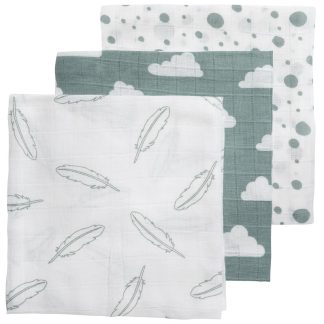 Meyco | hydrofiele luiers feathers/clouds/dots 3-delig