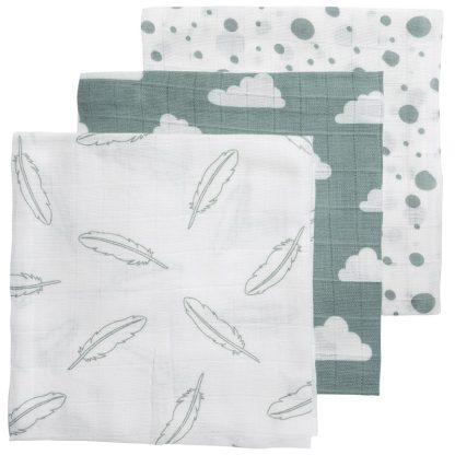 Meyco | hydrofiele luiers feathers/clouds/dots 3-delig