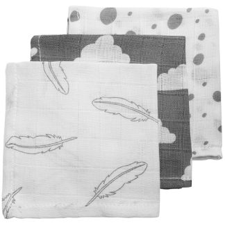 Meyco | hydrofiele monddoekjes feathers/clouds/dots 3-delig
