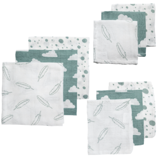 Meyco | hydrofiele starterset feathers/clouds/dots 9-delig