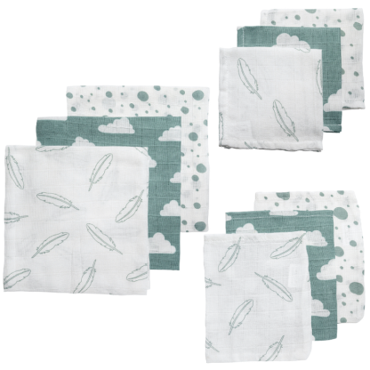 Meyco | hydrofiele starterset feathers/clouds/dots 9-delig