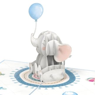 Papercrush pop-up kaart baby olifant blauw detail