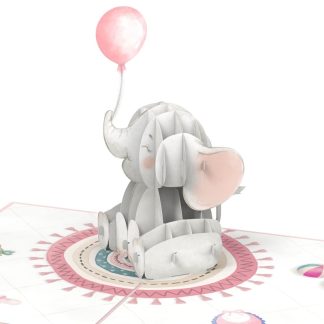 Papercrush pop-up kaart baby olifant roze detail