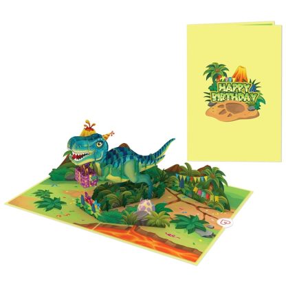 Papercrush pop-up kaart dinosaurus voorkant en binnenkant