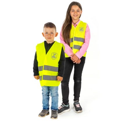 Reer reflecterend veiligheidsvest maat 110-140 met kinderen