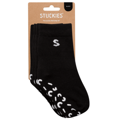 Stuckies | sokken anti-slip 3-pack zwart