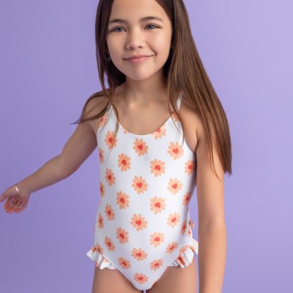 Swim Essentials badpak floral love met paarse achtergrond