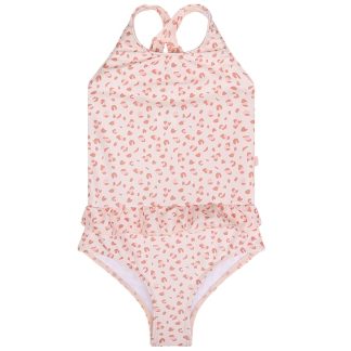 Swim Essentials badpak leopard oud roze voorkant