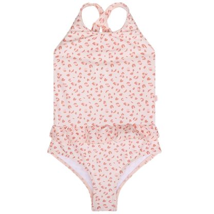 Swim Essentials badpak leopard oud roze voorkant